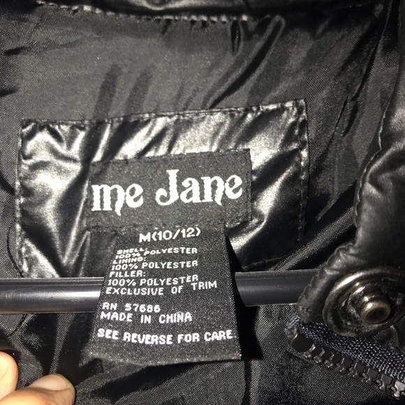 Me Jane Black Puffer Winter Jacket size 10-12 - Picture 3 of 3